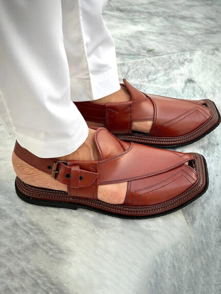 Premium TG Reddish Brown Peshawari Chappal MK-800