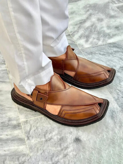 Premium Brown Double Shaded Peshawari Chappal MK-650