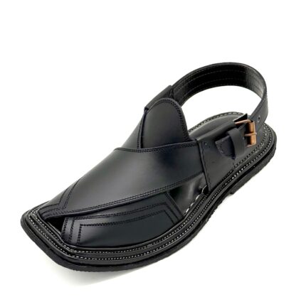 Premium Matte Black Peshawari Chappal MK-750